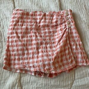 Salmon Checkered Girls Skort